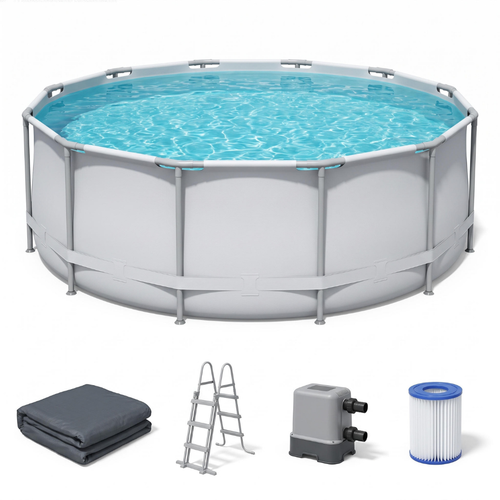 Premium Round Backyard Swimming Pool 15ft with Pump