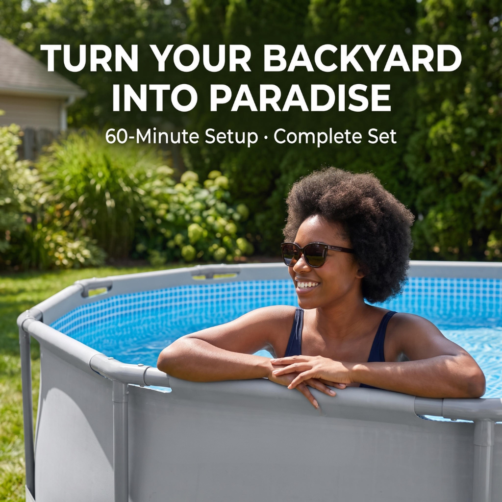 Premium Round Backyard Swimming Pool 15ft with Pump