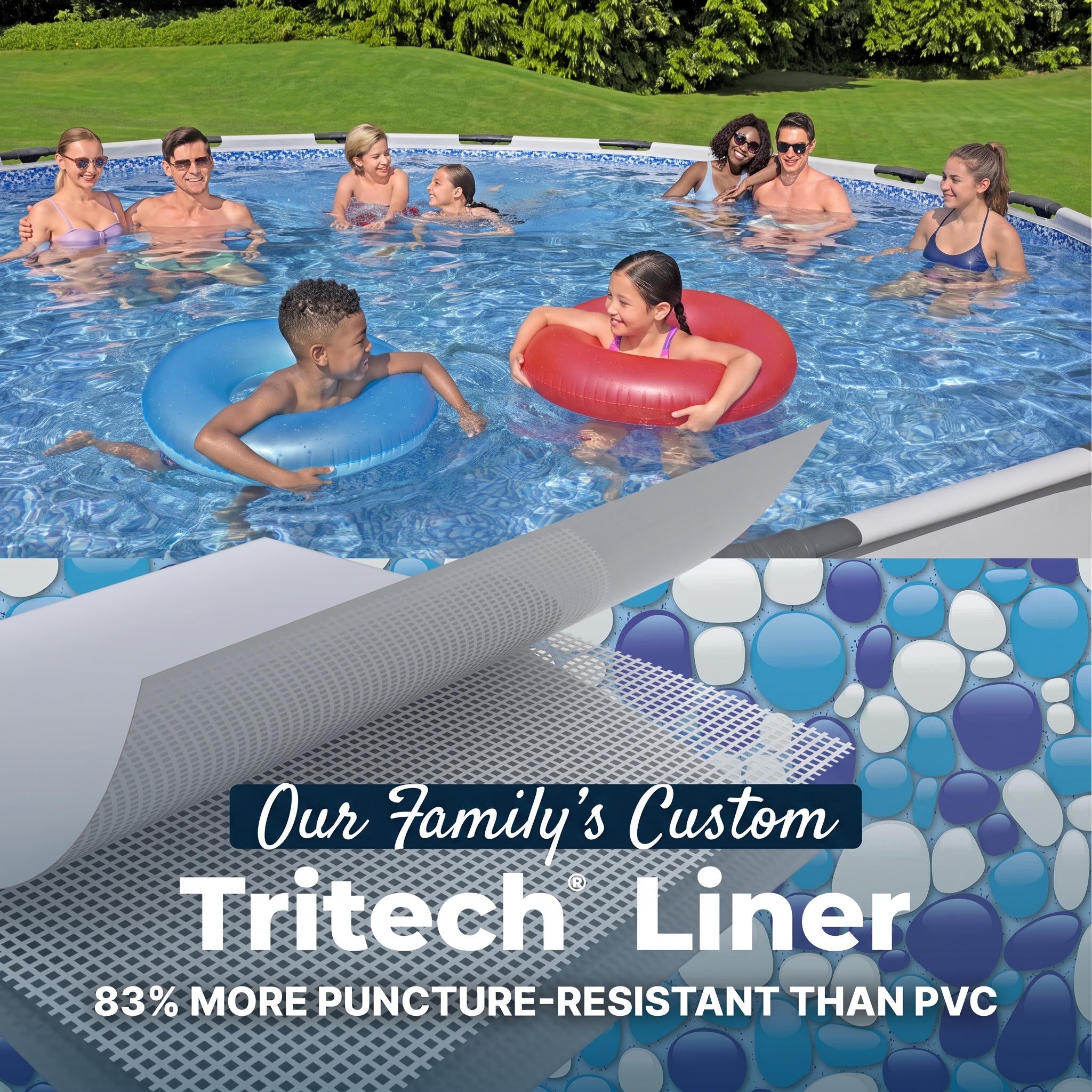 Premium Round Backyard Swimming Pool 15ft with Pump