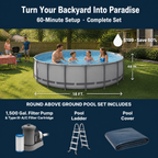 Premium Round Backyard Swimming Pool 15ft with Pump